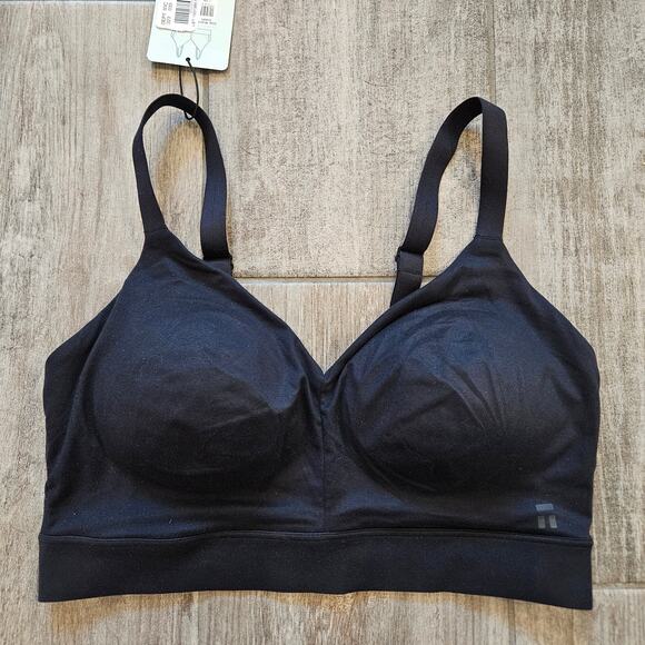 Tommy John Second Skin Triangle Bralette Women’s M (D/DD) Black Seamless Comfort - Picture 1 of 9